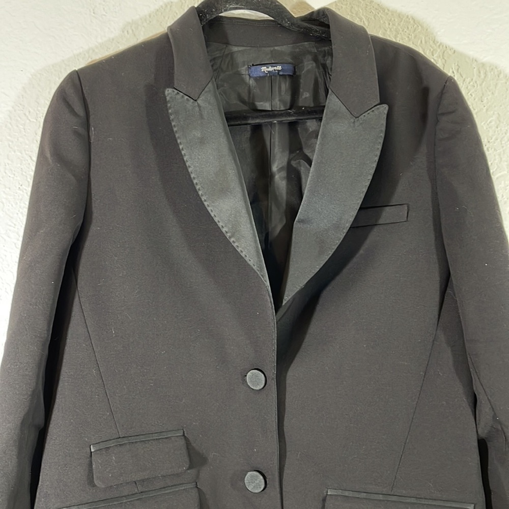 Madewell 2 Button Blazer Long Sleeve Solid Black Size 12 Career Style# 07901 - Picture 2 of 8